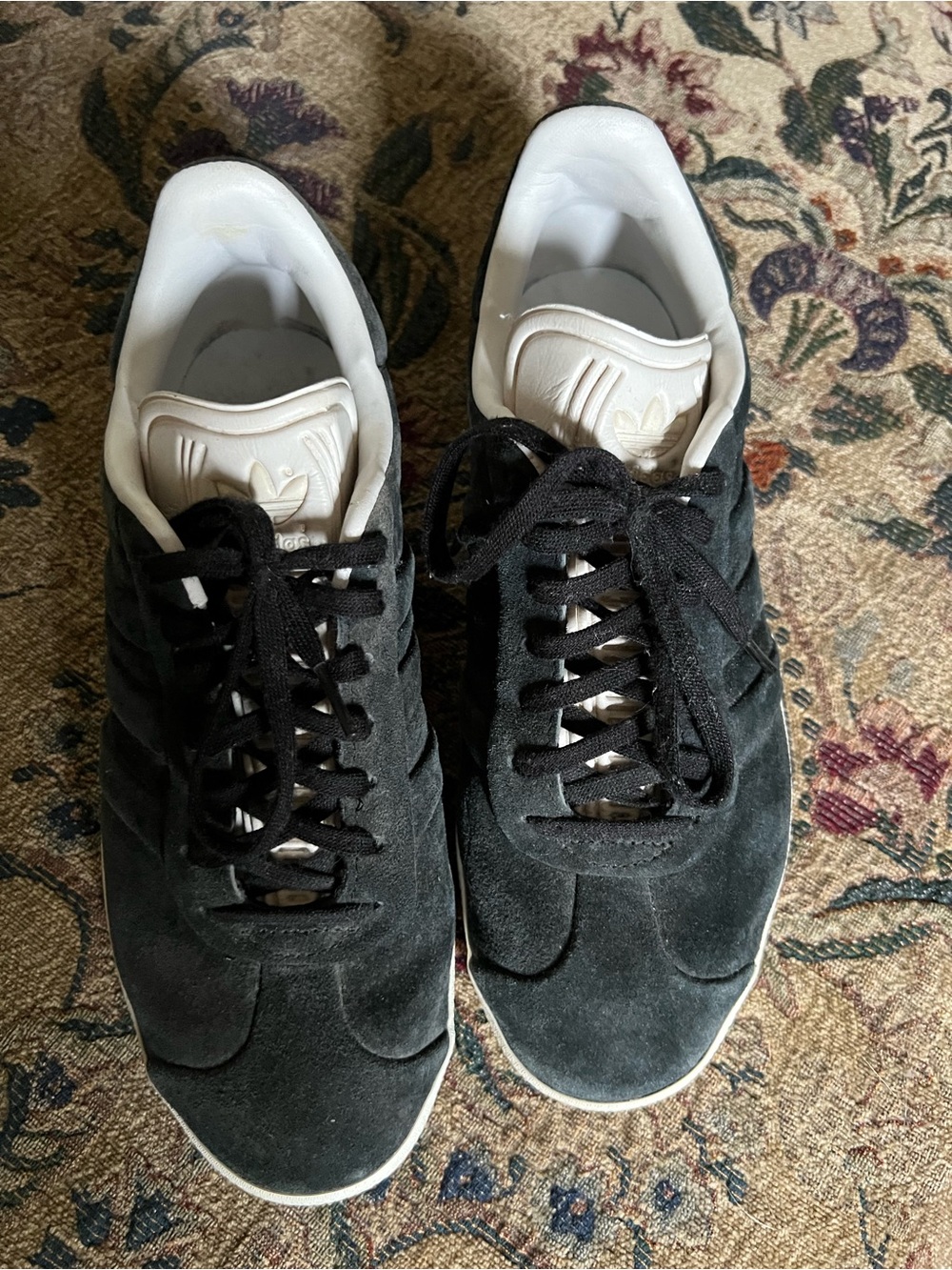 adidas Black Suede Low-Top Sneakers with White Tongue
